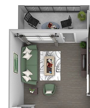 Anson on Palmer Ranch - A1 - 1 Bedroom and 1 bath - 3D floor plan Anson on Palmer Ranch - A1 - 1 Bedroom and 1 bath - 3D floor plan